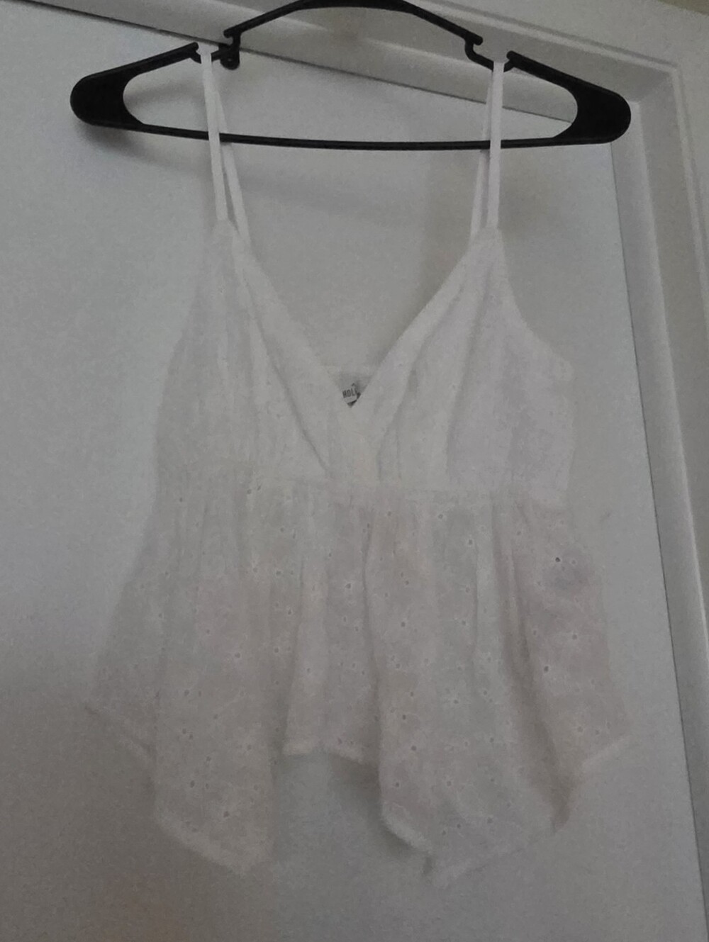 Hollister White Eyelet Surplice Handkerchief Hem Cami